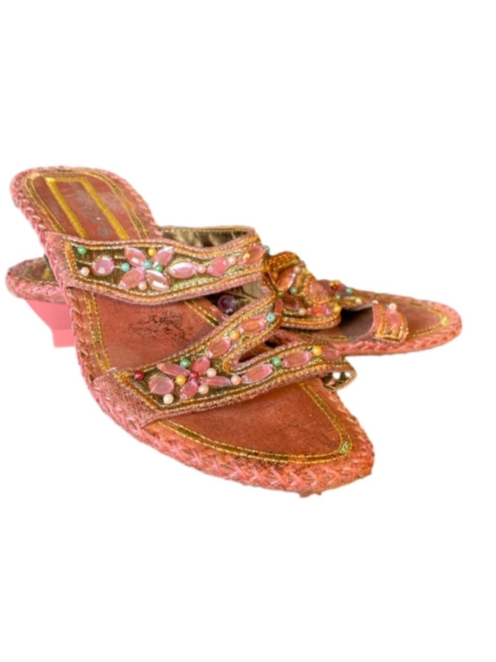 Bedazzled Heeled Mule Sandals Size 8 Pink